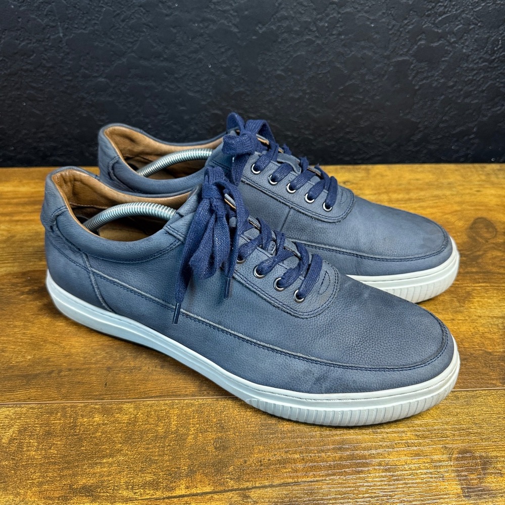 Johnston & Murphy J&M 1850 27-2331 Navy Blue Leather Sneakers Mens 10.5M